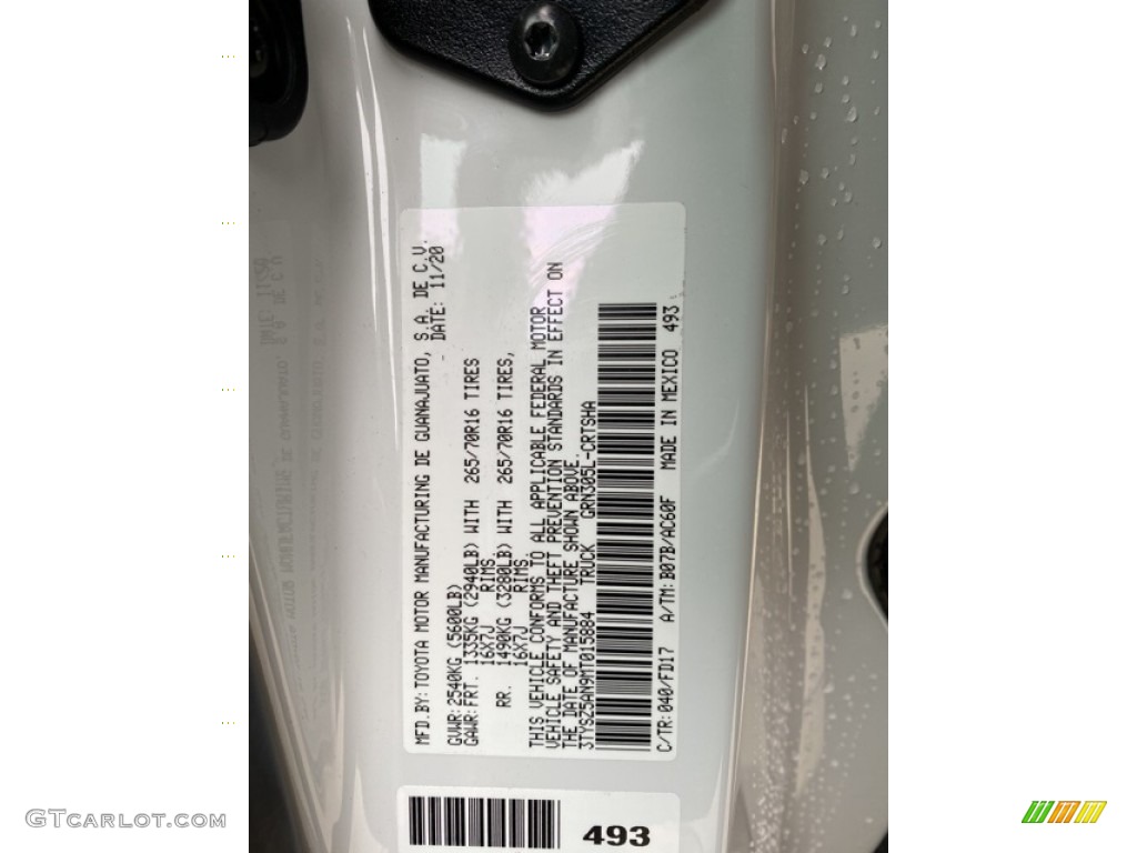2021 Toyota Tacoma TRD Off Road Access Cab 4x4 Color Code Photos