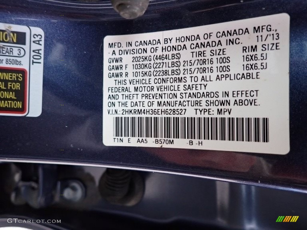 2014 CR-V LX AWD - Twilight Blue Metallic / Gray photo #16