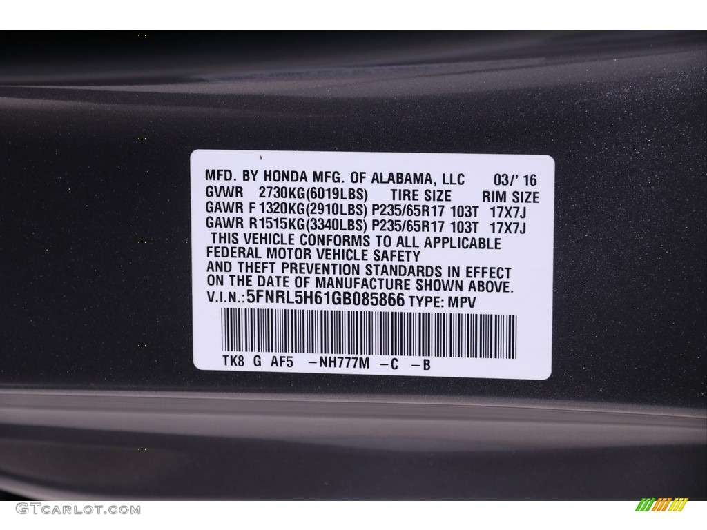 2016 Odyssey EX-L - Smoky Topaz Metallic / Truffle photo #26