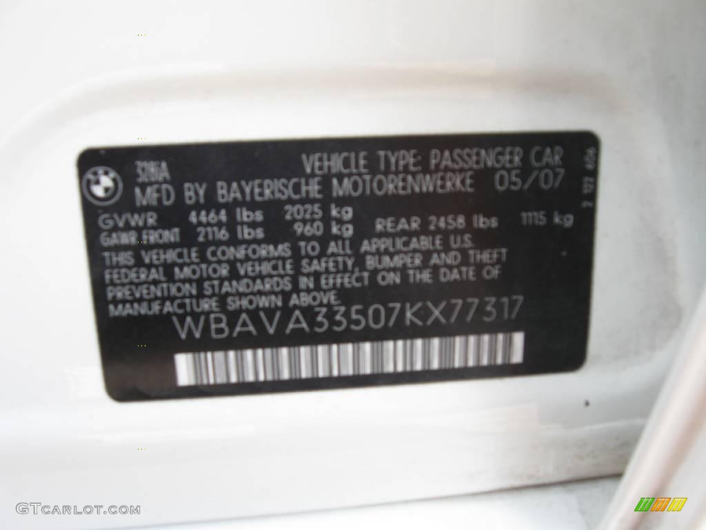 2007 3 Series 328i Sedan - Alpine White / Beige photo #23