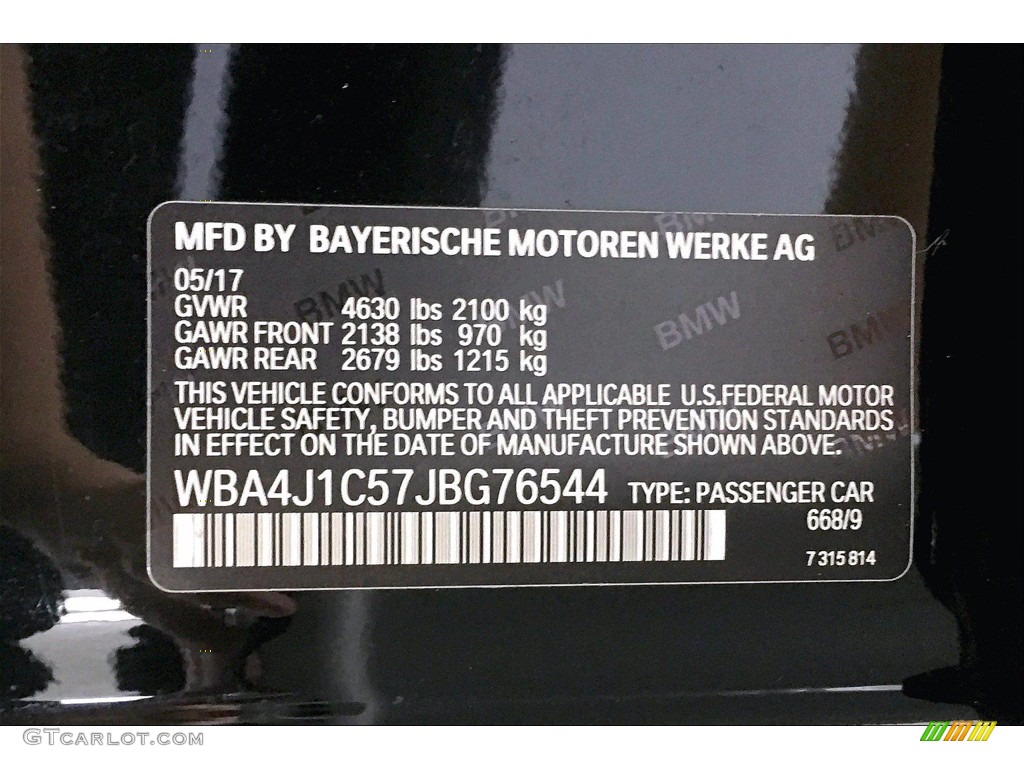 2018 4 Series Color Code 668 for Jet Black Photo #140973662