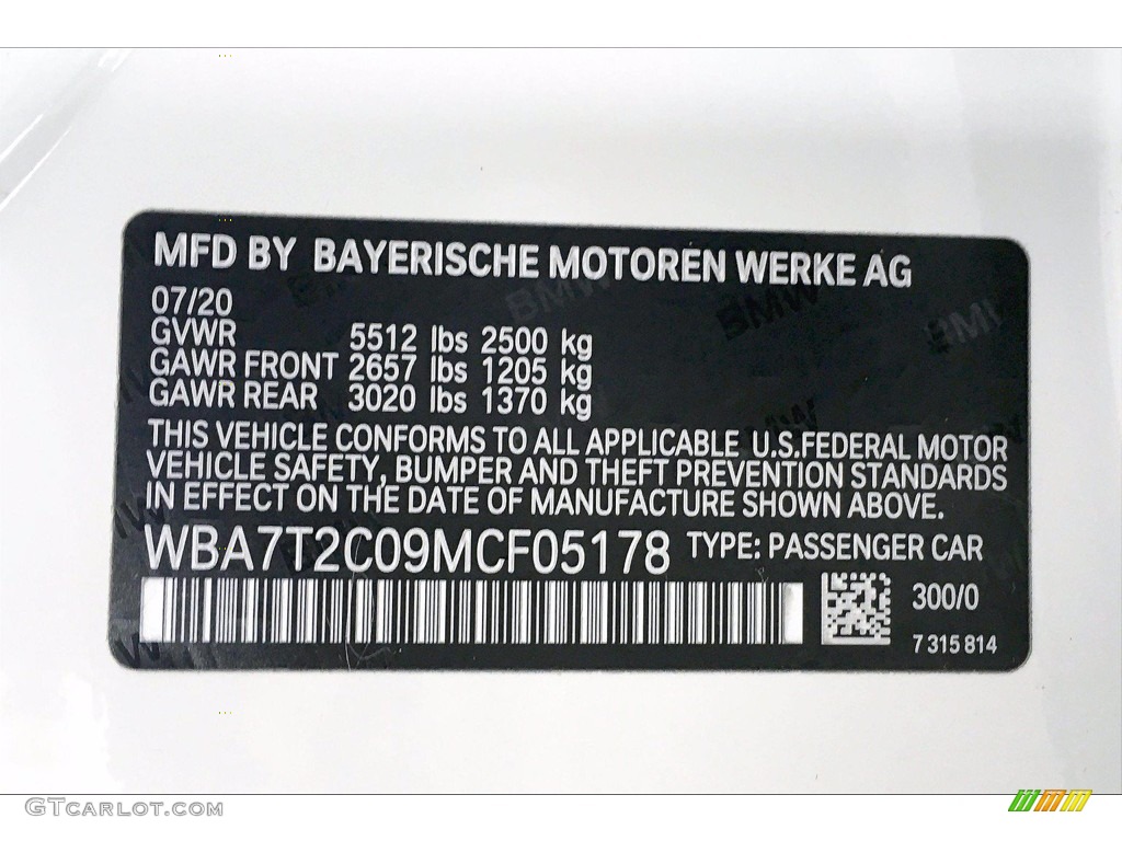 2021 BMW 7 Series 740i Sedan Color Code Photos