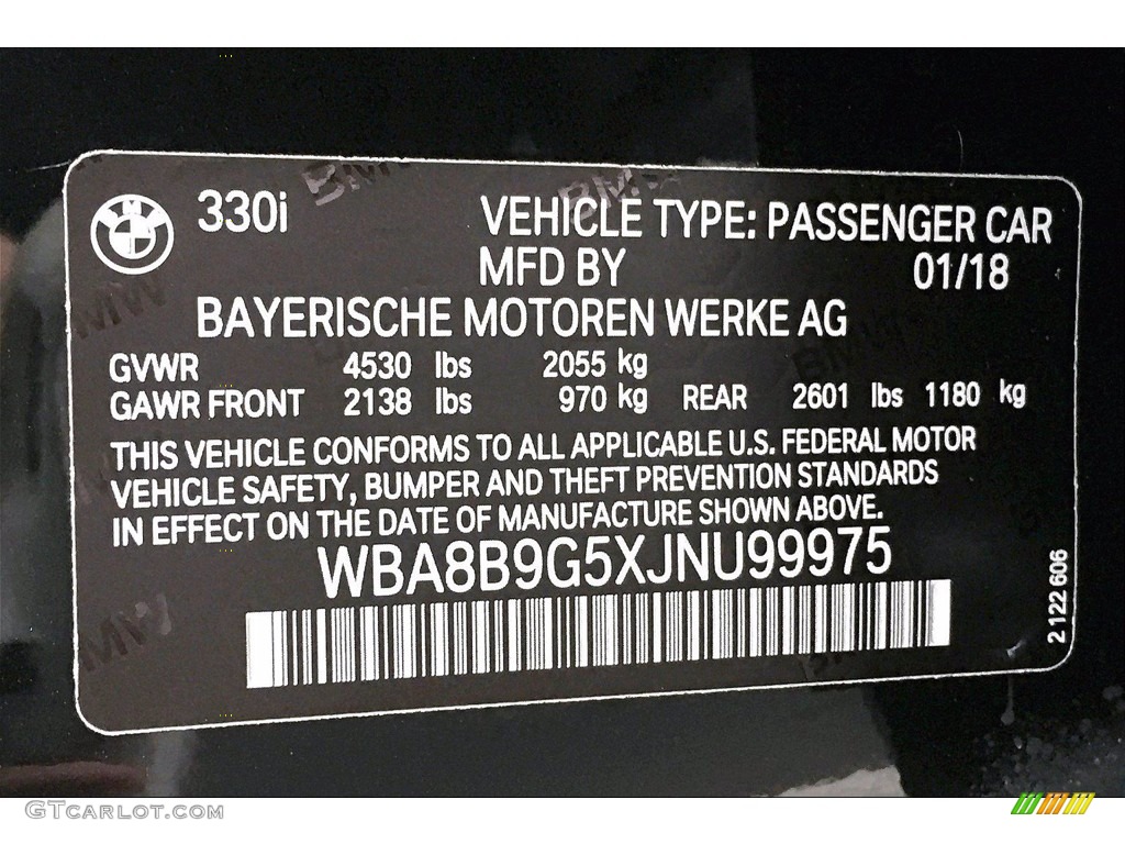 2018 3 Series 330i Sedan - Black Sapphire Metallic / Black photo #36