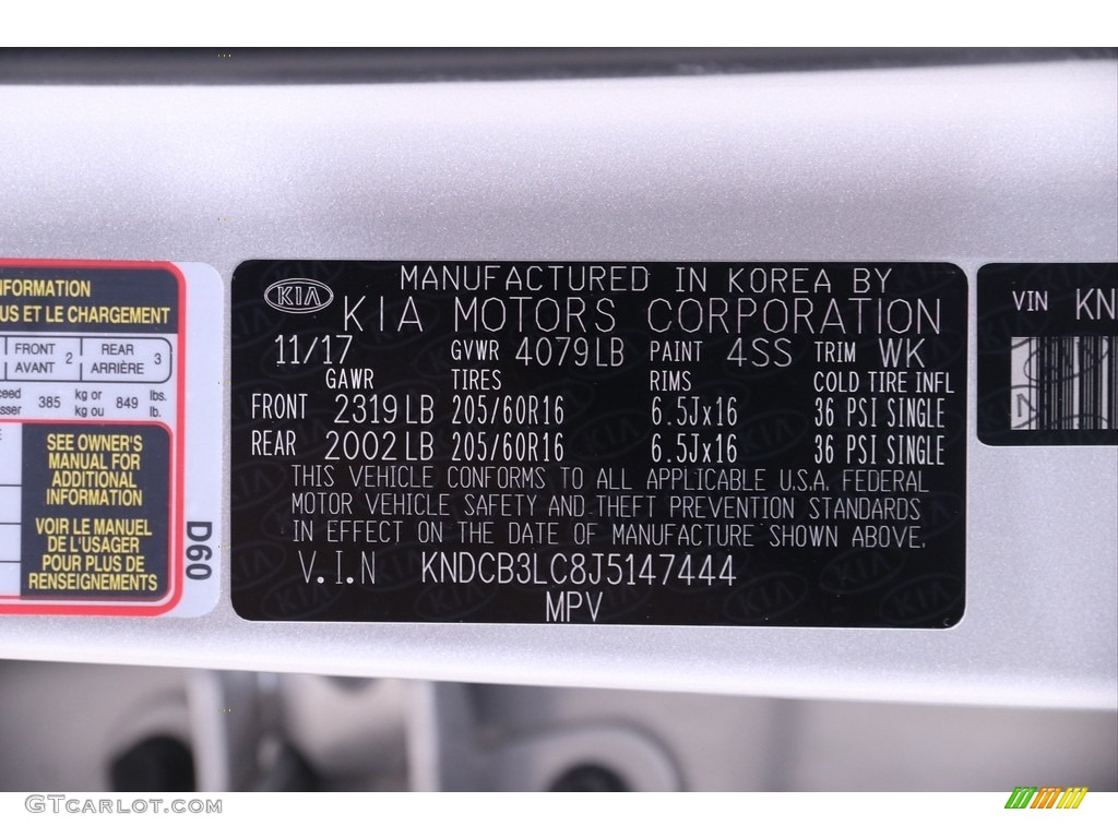 2018 Niro Color Code 4SS for Silky Silver Photo #140979700
