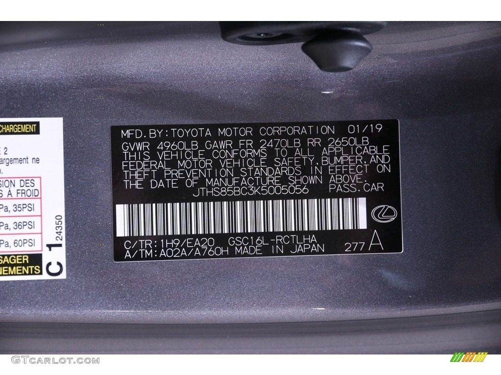 2019 RC Color Code 1H9 for Nebula Gray Pearl Photo #140979768