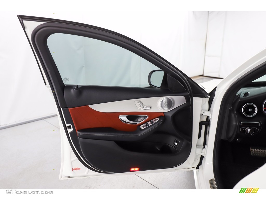 2018 Mercedes-Benz C 300 Sedan Cranberry Red/Black Door Panel Photo #140982343