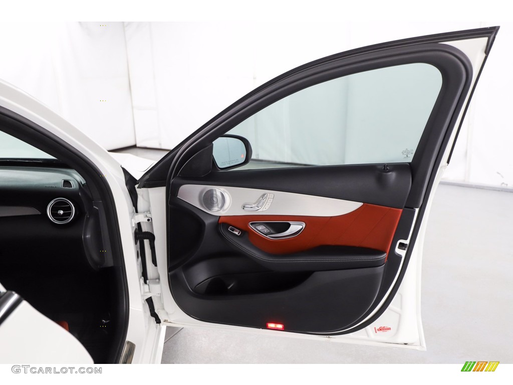 2018 Mercedes-Benz C 300 Sedan Cranberry Red/Black Door Panel Photo #140982625