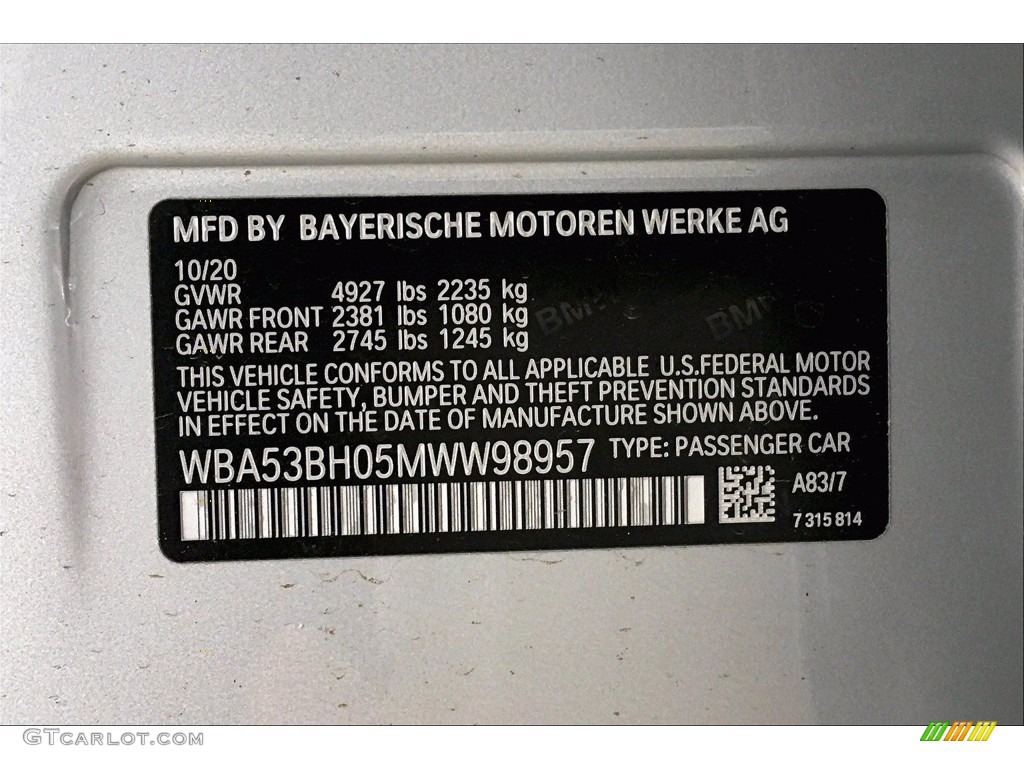 2021 5 Series 530i Sedan - Glacier Silver Metallic / Black photo #18