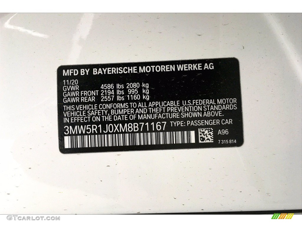 2021 3 Series 330i Sedan - Mineral White Metallic / Black photo #18