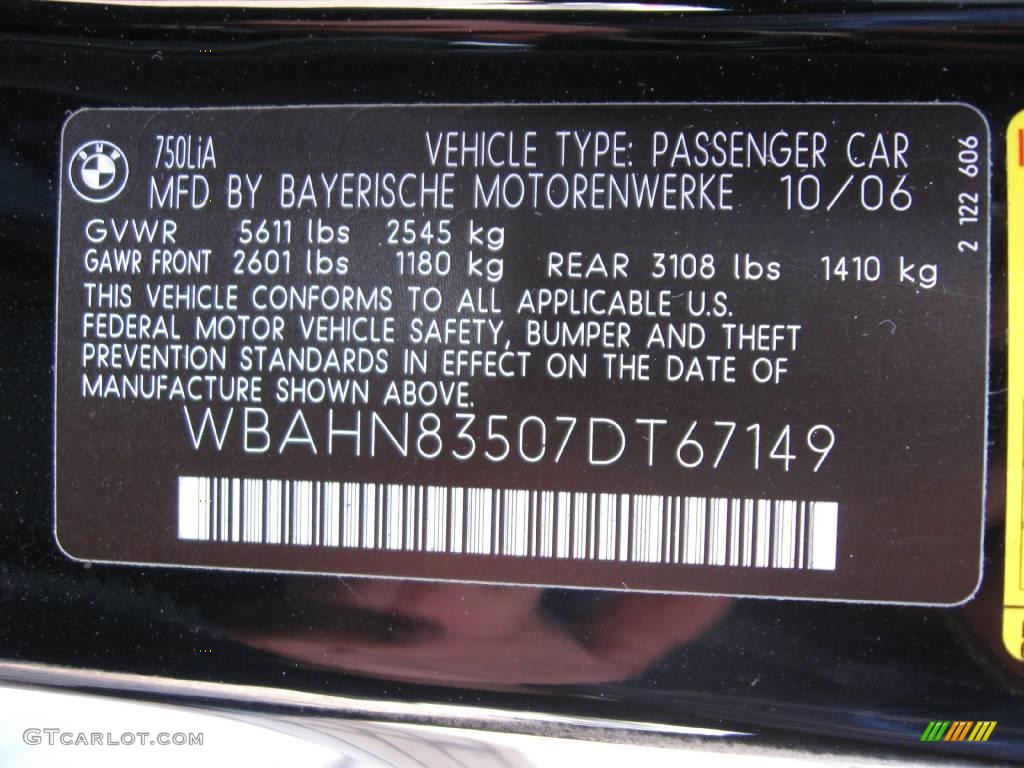 2007 7 Series 750Li Sedan - Jet Black / Black photo #22