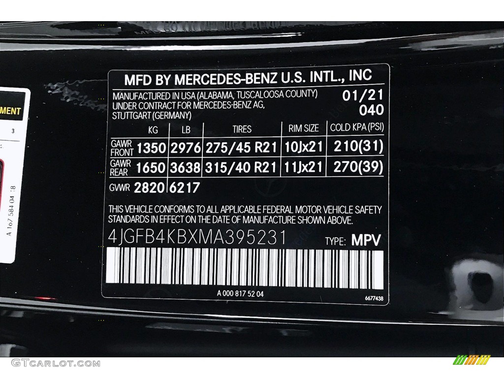 2021 GLE Color Code 040 for Black Photo #140992467