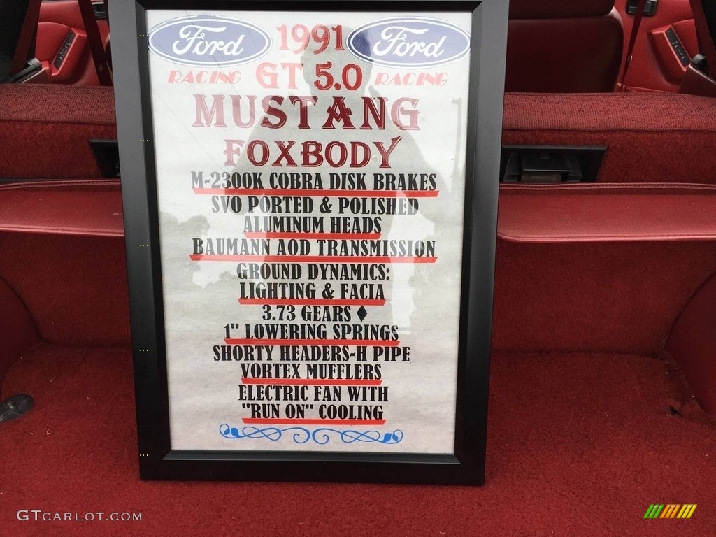 1991 Mustang GT Coupe - Medium Red / Scarlet Red photo #12