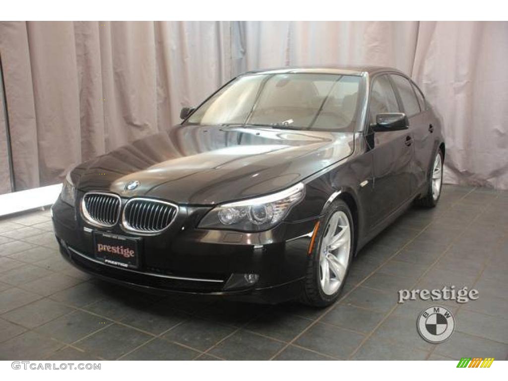 2008 5 Series 528i Sedan - Jet Black / Natural Brown photo #1