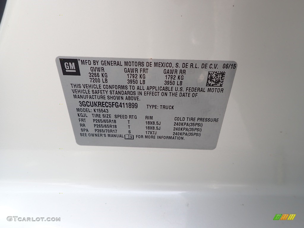 2015 Silverado 1500 LT Crew Cab 4x4 - White Diamond Tricoat / Jet Black photo #14