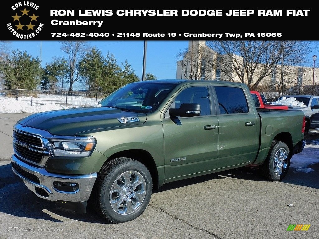 2021 1500 Big Horn Crew Cab 4x4 - Olive Green Pearl / Black/New Saddle photo #1