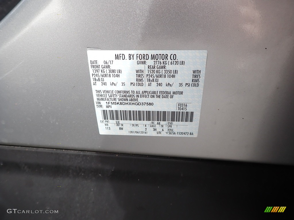 2017 Explorer XLT 4WD - Ingot Silver / Ebony Black photo #15