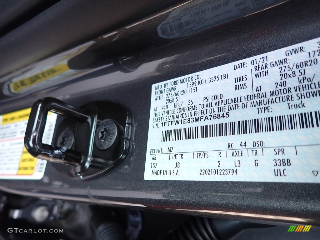 2021 F150 Color Code M7 for Carbonized Gray Photo #141010306