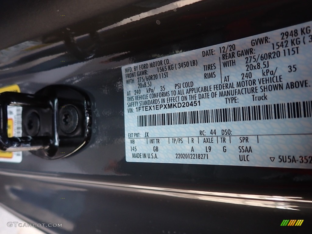 2021 F150 Color Code JX for Lead Foot Photo #141010588