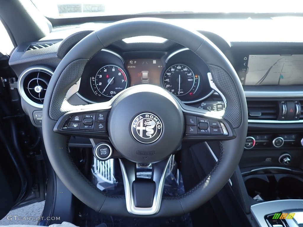 2021 Alfa Romeo Stelvio Ti AWD Black Steering Wheel Photo #141012080