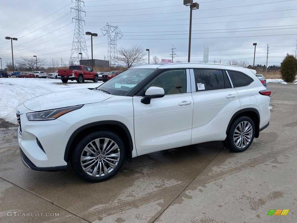 2021 Highlander Platinum AWD - Blizzard White Pearl / Glazed Caramel photo #1