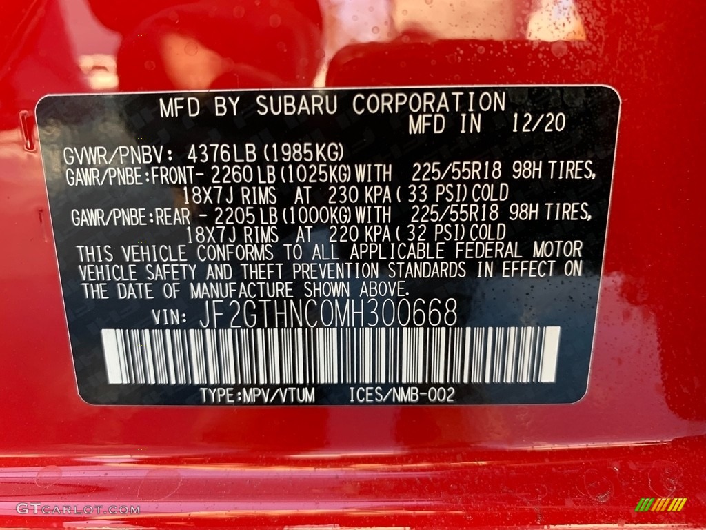 2021 Crosstrek Limited - Pure Red / Black photo #10