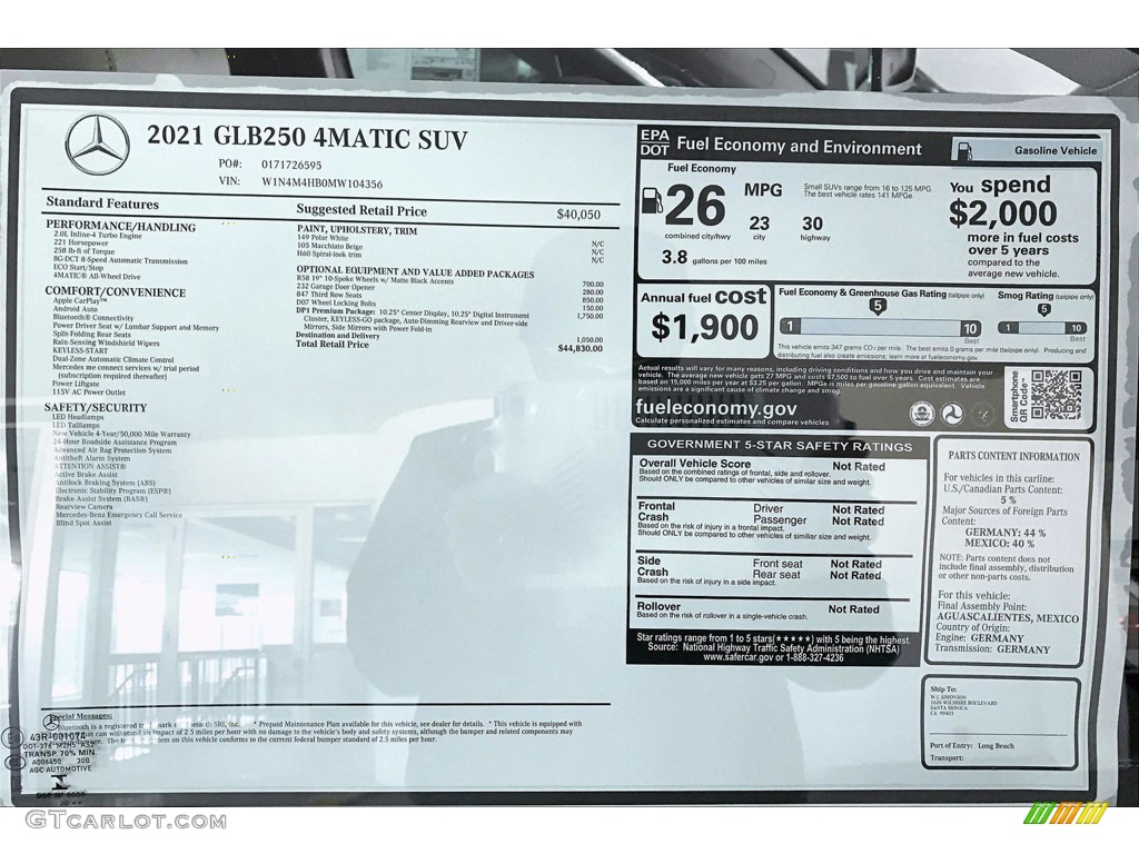 2021 GLB 250 4Matic - Polar White / Macchiato Beige photo #11