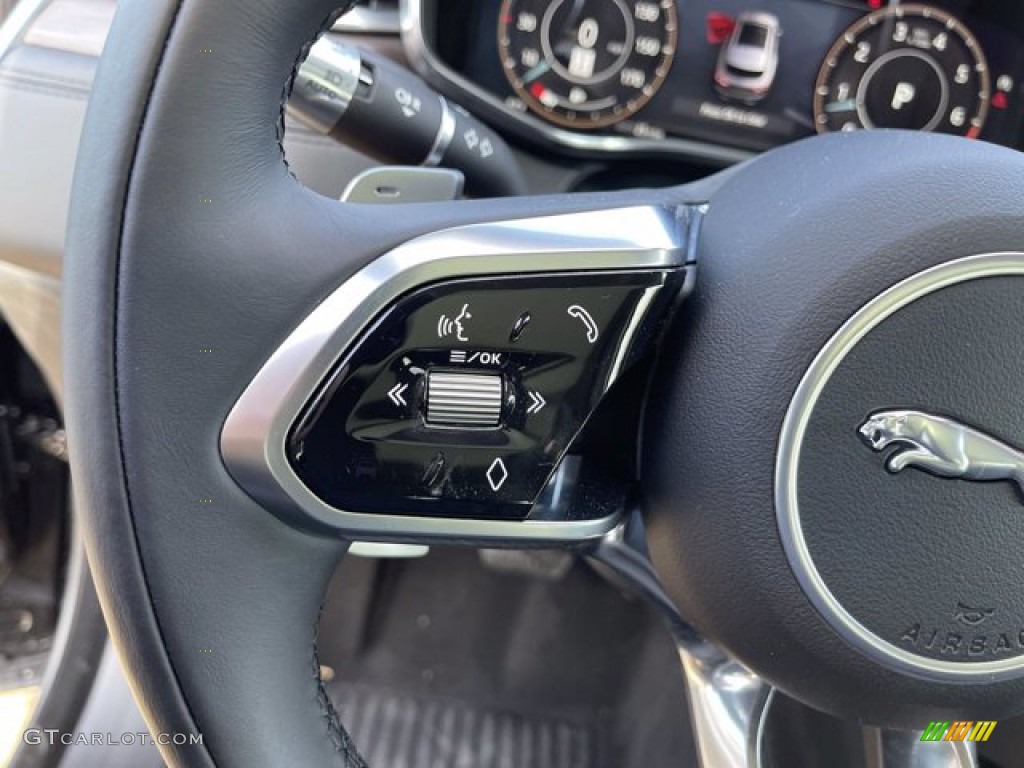 2021 Jaguar F-PACE P250 S Ebony/Ebony Steering Wheel Photo #141026911