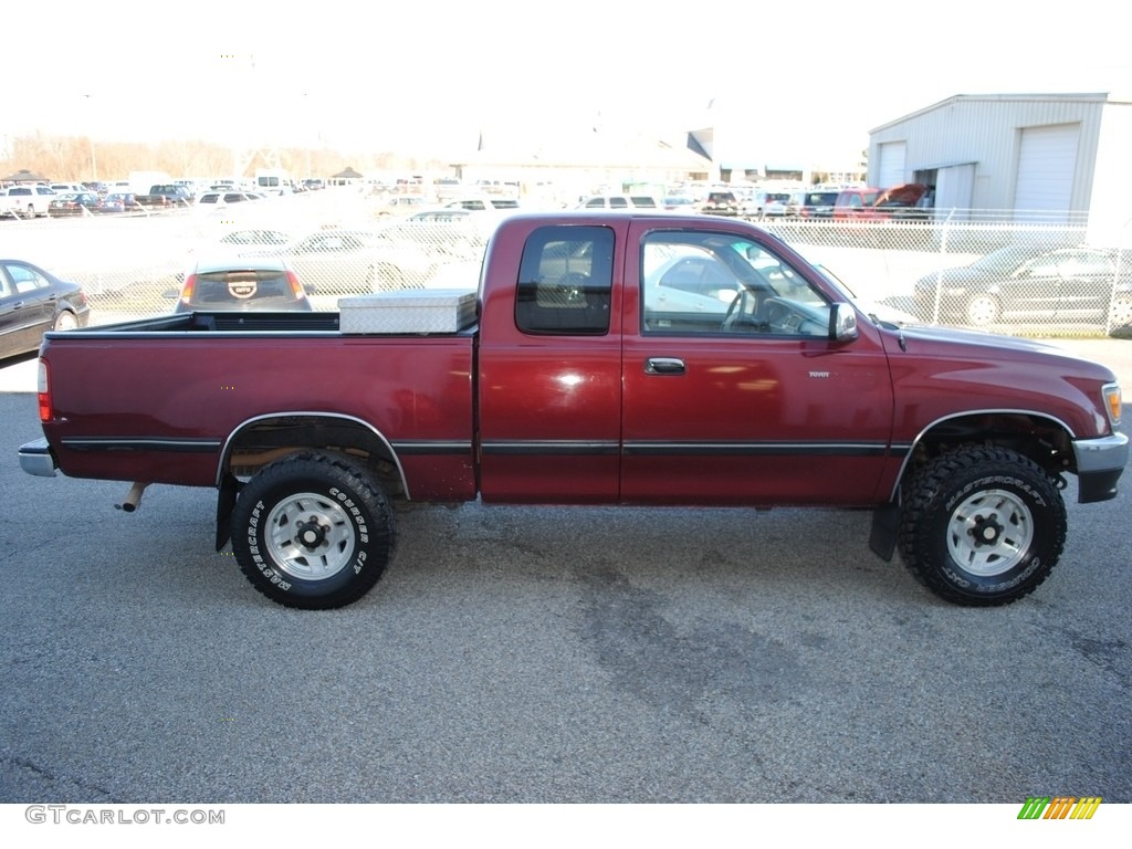 Sunfire Red Pearl Metallic 1996 Toyota T100 Truck SR5 Extended Cab 4x4 Exterior Photo #141028786