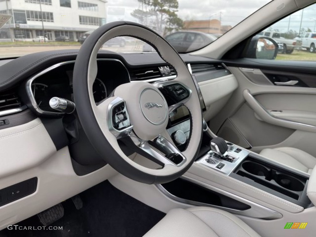 2021 Jaguar F-PACE P340 S Ebony/Light Oyster Steering Wheel Photo #141032714