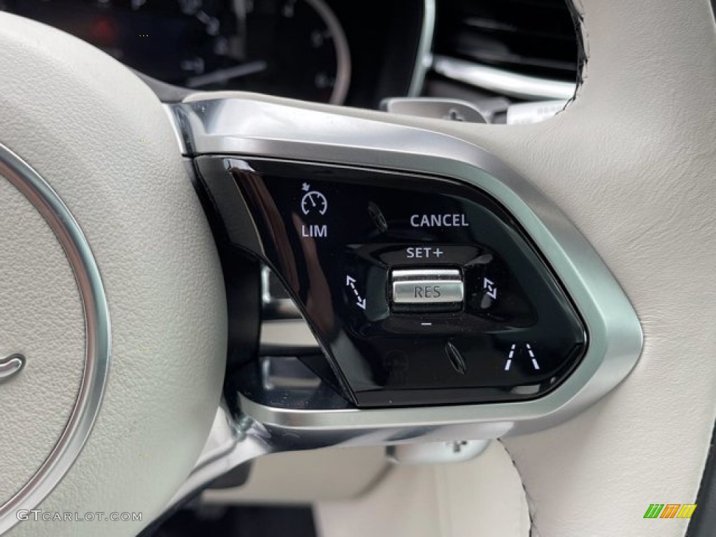 2021 Jaguar F-PACE P340 S Ebony/Light Oyster Steering Wheel Photo #141032758