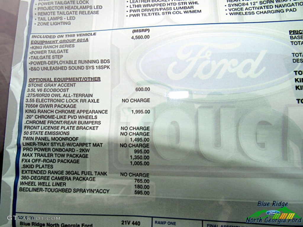 2021 Ford F150 King Ranch SuperCrew 4x4 Window Sticker Photo #141033812