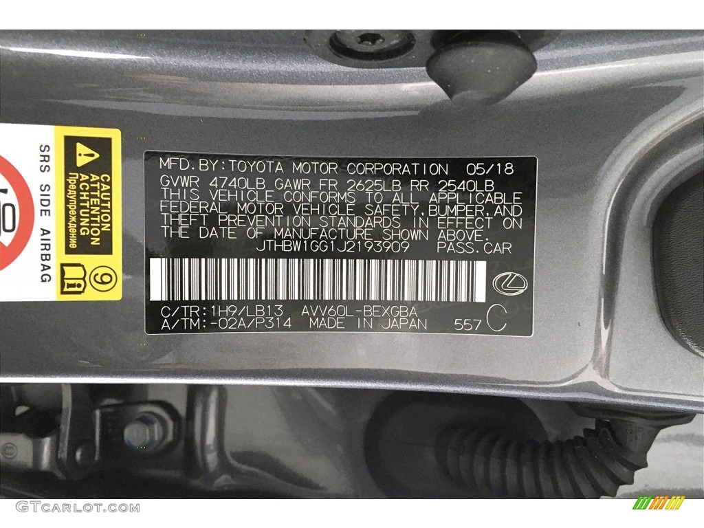 2018 ES Color Code 1H9 for Nebula Gray Pearl Photo #141037777