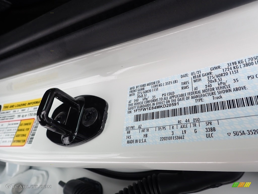 2021 F150 Lariat SuperCrew 4x4 - Star White / Black photo #15