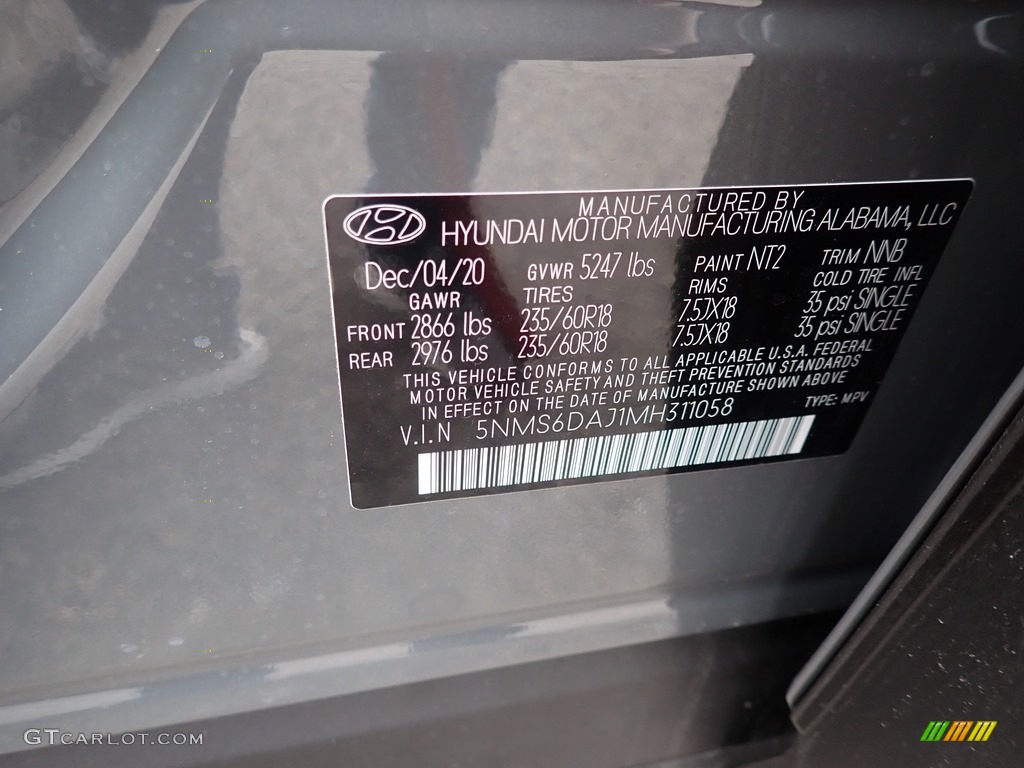 2021 Santa Fe SEL AWD - Hampton Gray / Black photo #12