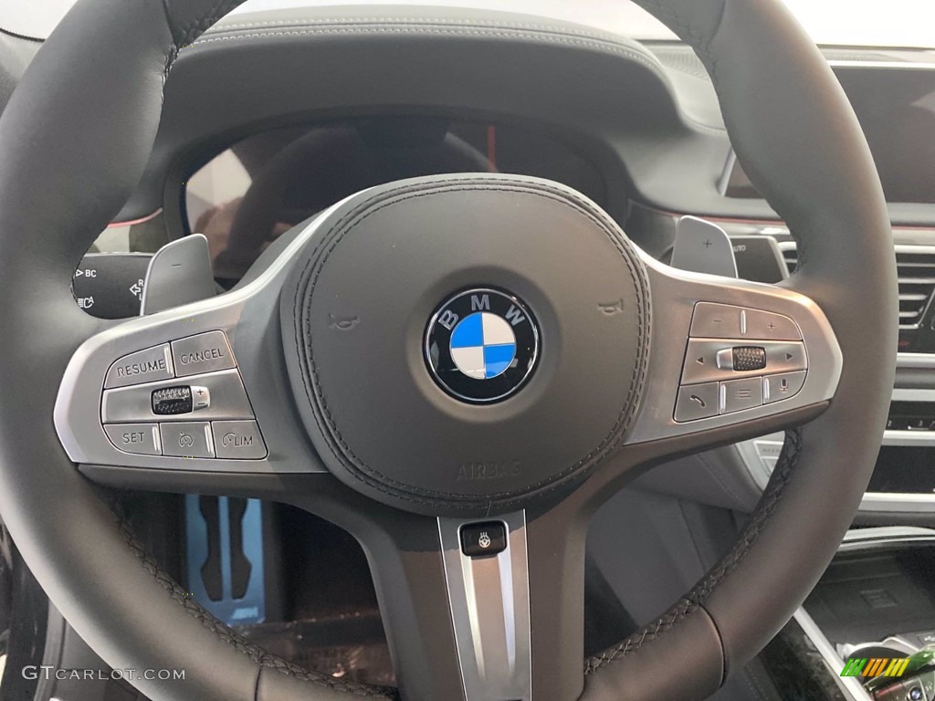 2021 BMW 7 Series 750i xDrive Sedan Black Steering Wheel Photo #141059046