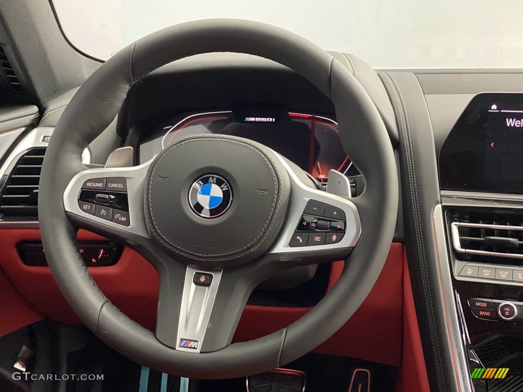 2021 BMW 8 Series 850i xDrive Gran Coupe Fiona Red/Black Steering Wheel Photo #141059766