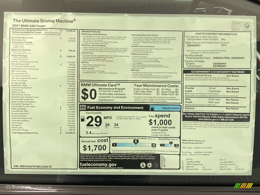2021 4 Series 430i Coupe - Arctic Race Blue Metallic / Black photo #12