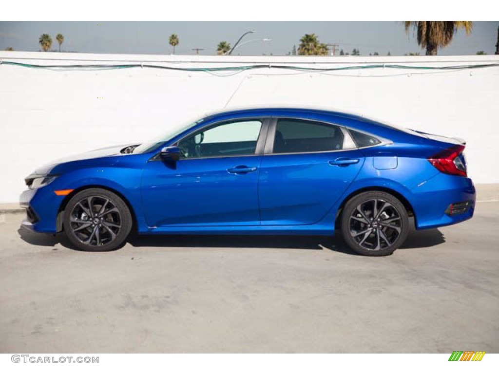 2019 Civic Sport Sedan - Agean Blue Metallic / Black photo #8