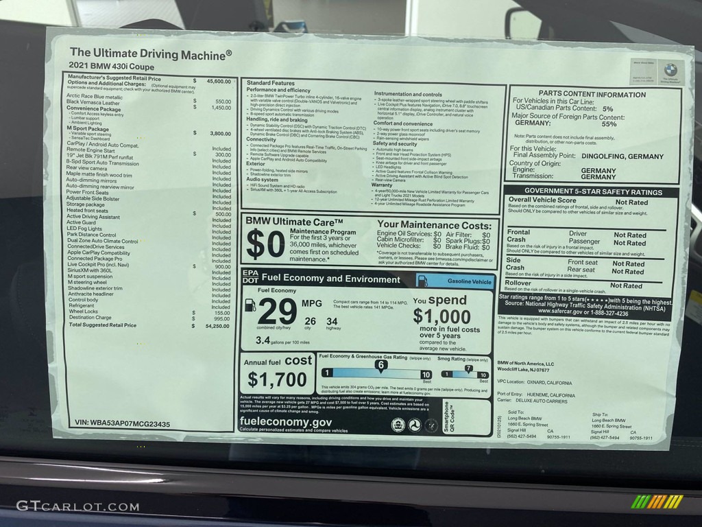 2021 4 Series 430i Coupe - Arctic Race Blue Metallic / Black photo #19