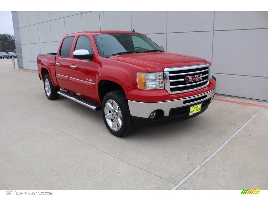 2012 Sierra 1500 SLE Crew Cab 4x4 - Fire Red / Very Dark Cashmere/Light Cashmere photo #2