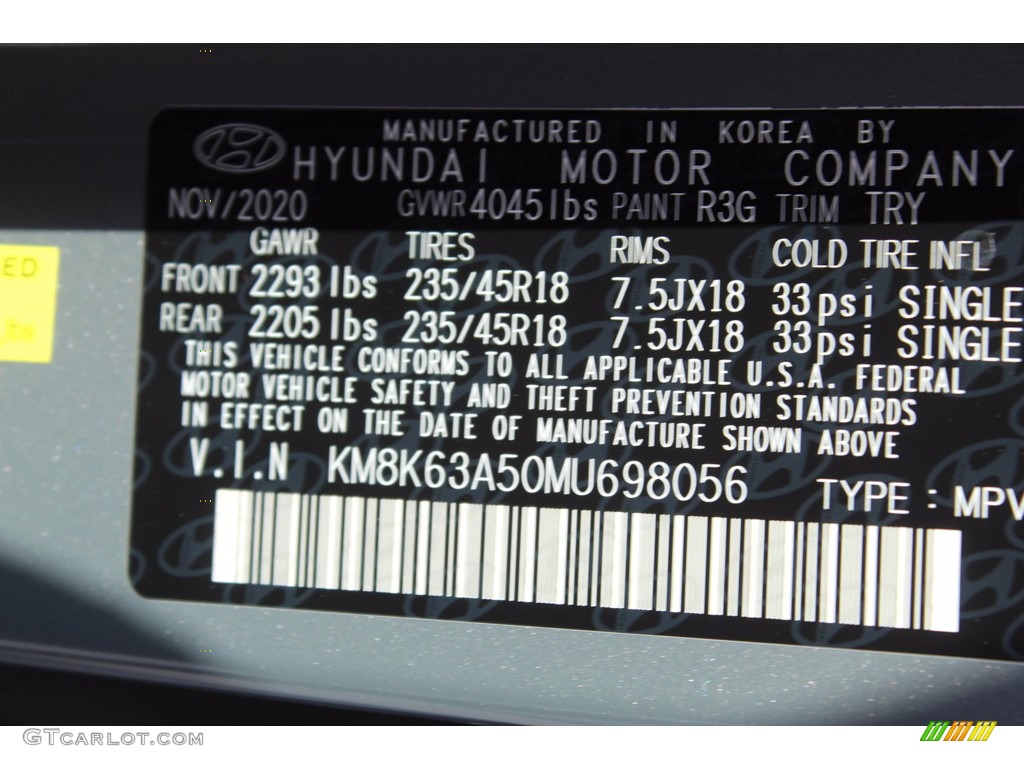 2021 Hyundai Kona Night AWD Color Code Photos