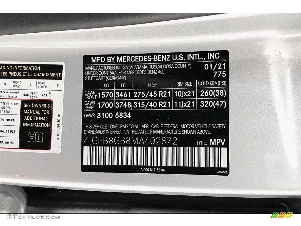 2021 Mercedes-Benz GLE 580 4Matic Color Code Photos