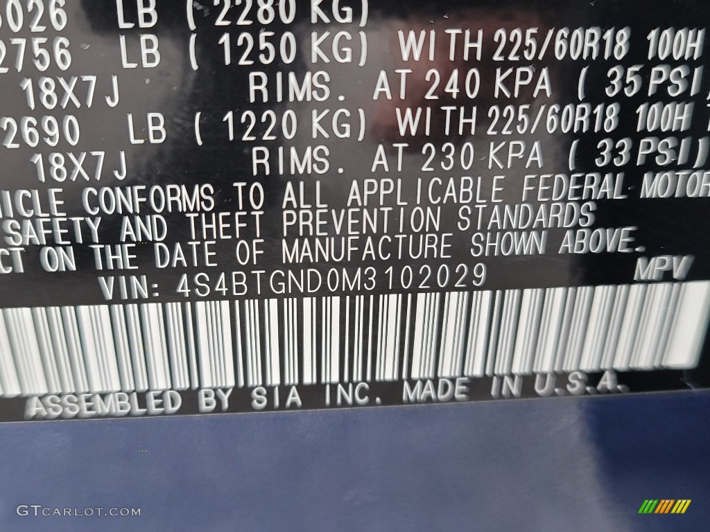 2021 Outback Limited XT - Abyss Blue Pearl / Slate Black photo #34