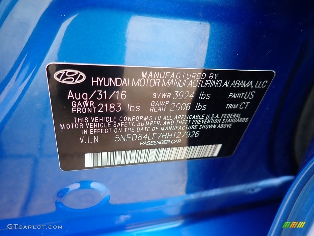2017 Elantra Limited - Electric Blue / Black photo #23