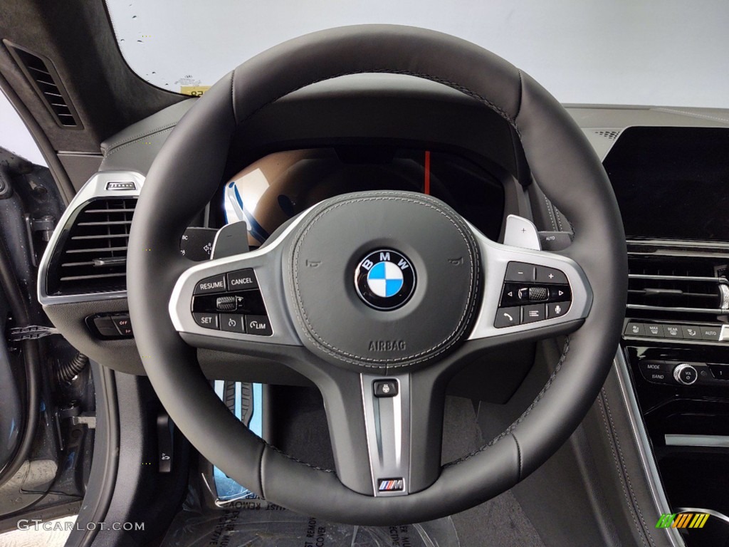 2021 BMW 8 Series 850i xDrive Gran Coupe Black Steering Wheel Photo #141103572