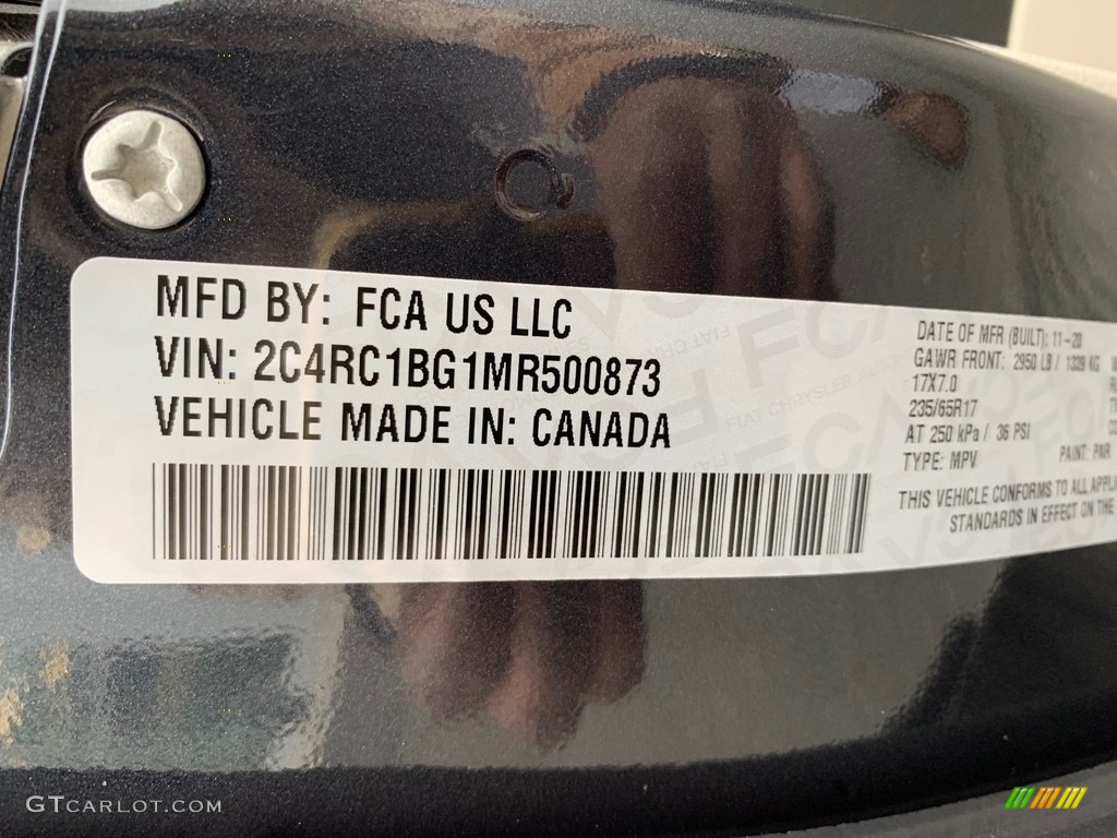 2021 Pacifica Touring L - Maximum Steel Metallic / Black/Alloy photo #10