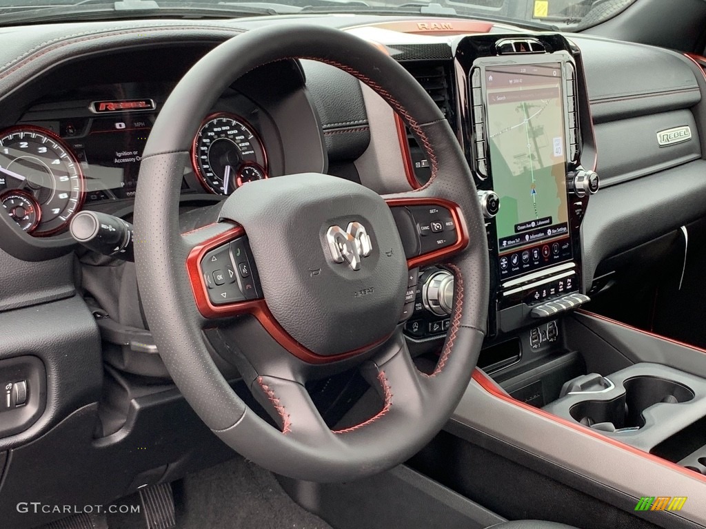 2021 Ram 1500 Rebel Crew Cab 4x4 Red/Black Steering Wheel Photo #141110197