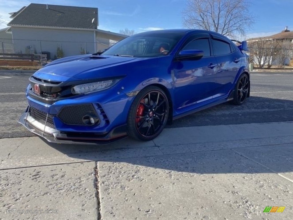 2019 Civic Type R - Agean Blue Metallic / Black/Red photo #1