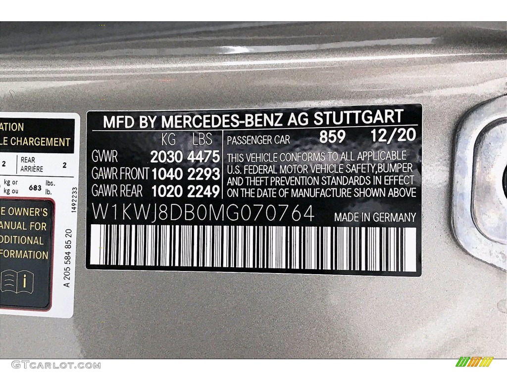 2021 C Color Code 859 for Mojave Silver Metallic Photo #141112264