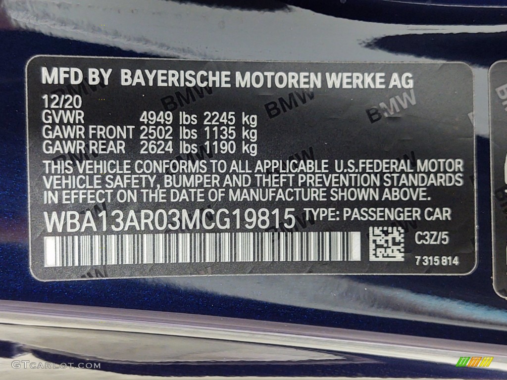 2021 4 Series Color Code C3Z for Tanzanite Blue II Metallic Photo #141113314